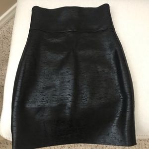 ‘Aione’ Black Foil Bandage Mini Skirt